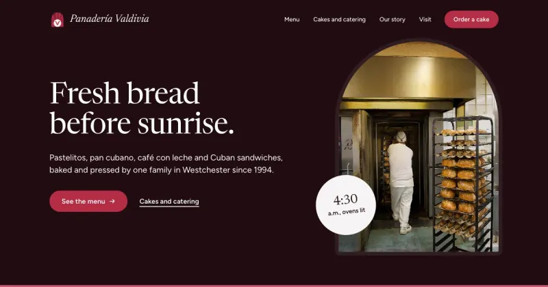 Concept homepage in the Signature design, for a bakery